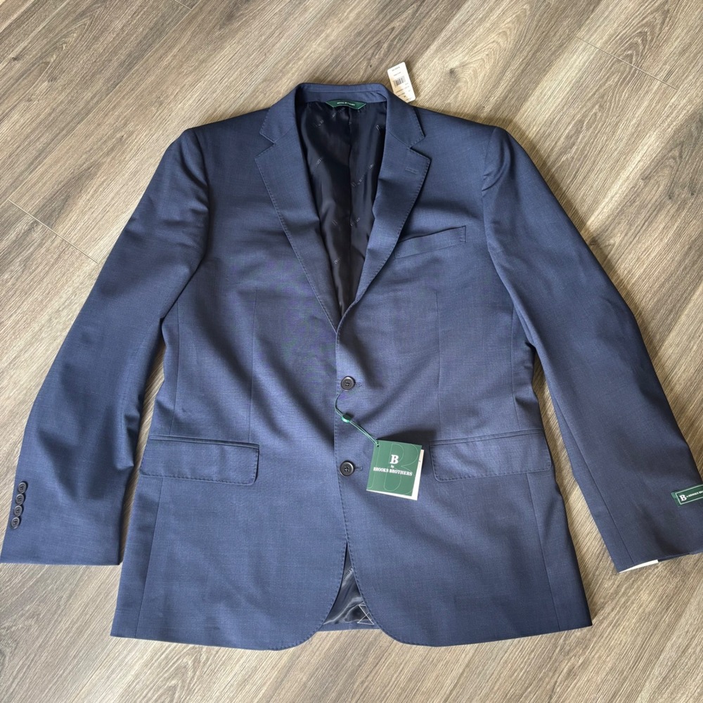 B by Brooks Brothers Mens 44L Blue Suit Jacket NEW Performance Wrinkle Blazer